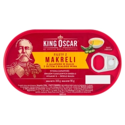 FILETY Z MAKRELI Z JALAPENO w oleju z octem białego wina 160G KING OSCAR