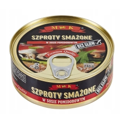 Szproty Smażone w Sosie POMIDOROWYM SMACZNE TRADYCYJNE OMEGA3 240G