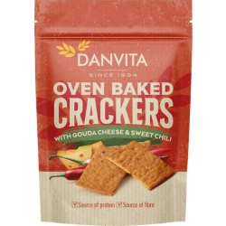 Danvita pieczone krakersy z serem Gouda i słodkim chili 100g Danvita pieczone krakersy z serem Gouda i słodkim chili 100g
