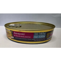 Sardynki w oleju roslinnym 185g Akwamari Dzika Ryba :
