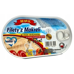 FILETY Z MAKRELI W OLEJU z Sosem POMIDOROWYM PIRAT 170G MK
