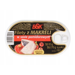 FILETY Z MAKRELI B&K 170G W SOSIE POMIDOROWYM