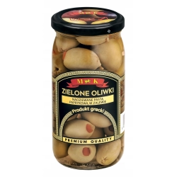 OLIWKI GRECKIE ZIELONE NADZIEWANE PAPRYKA 350G