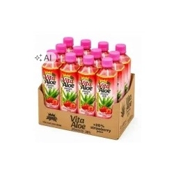 Zestaw 12x 500ml napój aloesowy truskawkowy Vita Aloe juice&pulp 38%