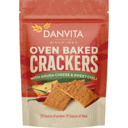 Danvita pieczone krakersy z serem Gouda i słodkim chili 100g