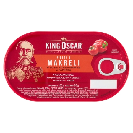 Filety z makreli w sosie pomidorowym z papryką 160 g King Oscar