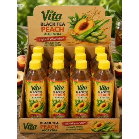 Zestaw 12 x 500ml napój herbaciany brzoskwiniowy z aloesem Vita Aloe Vera