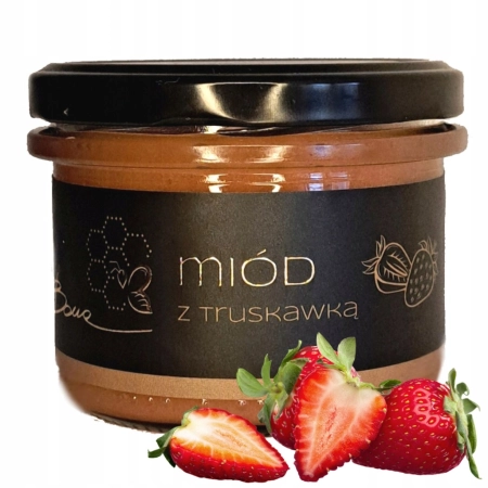 Miód Wielokwiatowy z Truskawką Naturalny Pyszny Polski Produkt BONA 245G