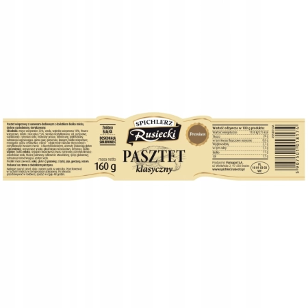 Pasztet klasyczny 160g słoik Rusiecki Spichlerz