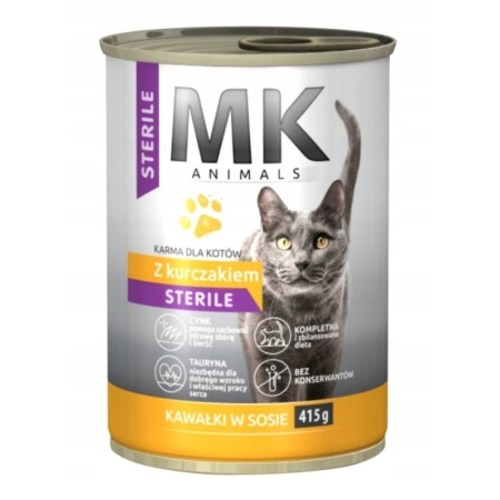 Mokra karma dla kota Sterile Medium MK Animals kurczak 0,415 kg