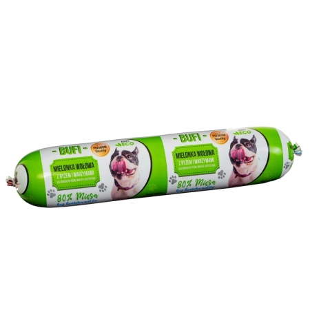PREMIUM Karma WOŁOWA Z RYŻEM WARZYWAMI 1 KG DLA PSÓW DOROSŁYCH 80% MIĘSA