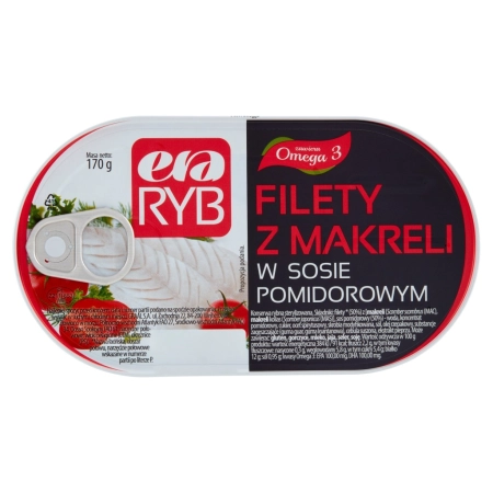 Era Ryb Filety z makreli w sosie pomidorowym 170g Era Ryb 0,17 kg