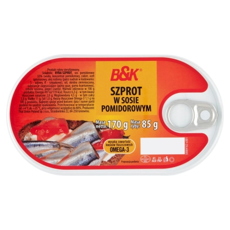 B&K Szprot w Sosie Pomidorowym 170g