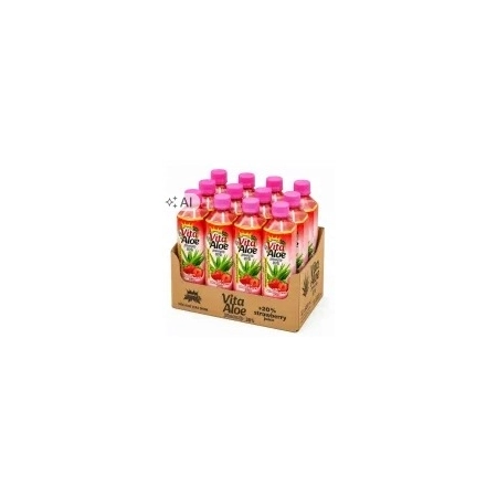 Zestaw 12x 500ml napój aloesowy truskawkowy Vita Aloe juice&pulp 38%