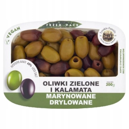 Oliwki Drylowane MIX Kalamata i Zielone FRESH Pack 200g LYRAKIS Bacówka